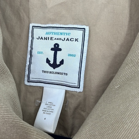 JANIE & JACK AUTHENTIC TAN HOODED BLAZER 3 BUTTON FRONT JACKET 6 - Picture 6 of 8